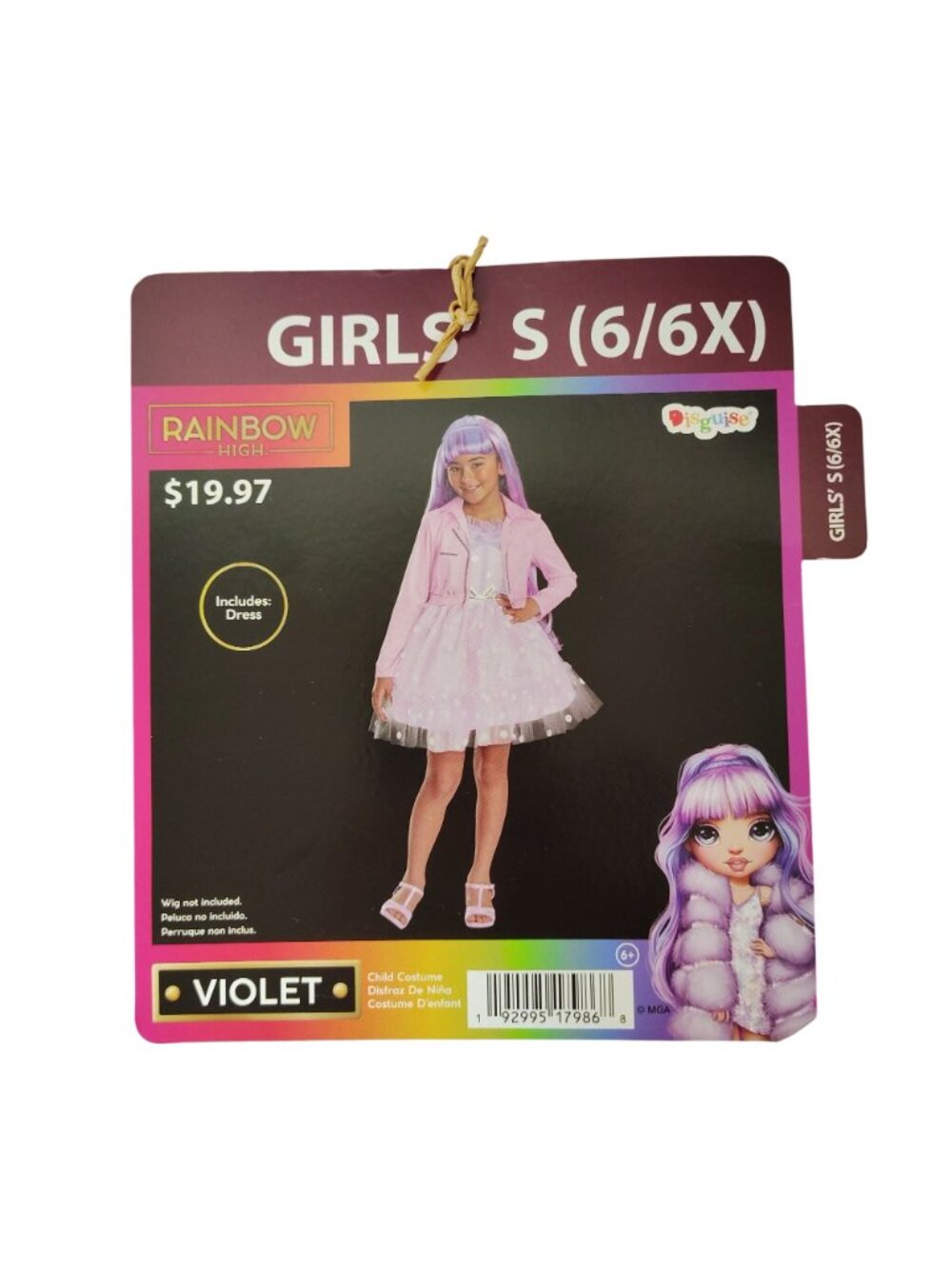 Disguise Girls S (6/6X) Rainbow High Violet Costume Dress Set - Picture 5 of 9